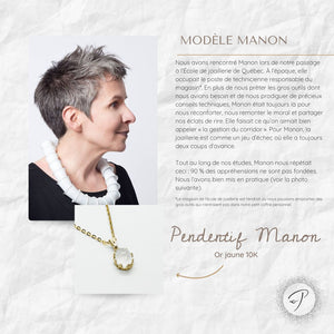 Bijoux Souvenirs Particella, présentation de modèle, pendentif Manon argent sterling.