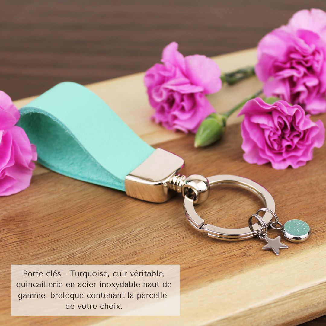 Porte-clé J'allume une étoile - Turquoise