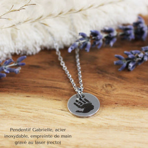 Pendentif Gabrielle - Acier inoxydable (reproduction d'empreinte)