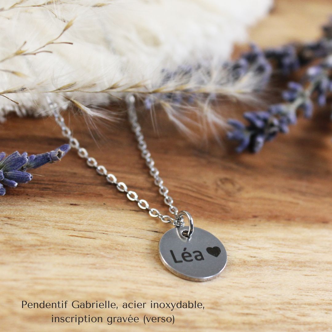 Pendentif Gabrielle - Acier inoxydable (reproduction d'empreinte)