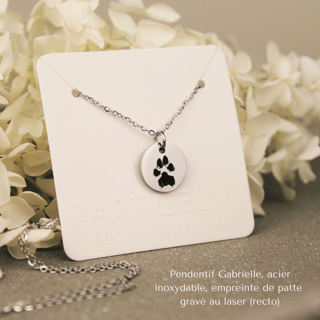 Pendentif Gabrielle - Acier inoxydable (reproduction d'empreinte)