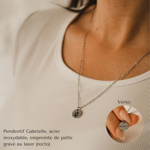 Pendentif Gabrielle - Acier inoxydable (reproduction d'empreinte)