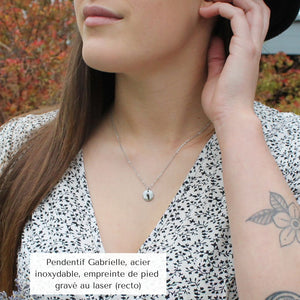 Pendentif Gabrielle - Acier inoxydable (reproduction d'empreinte)
