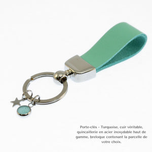Porte-clé J'allume une étoile - Turquoise